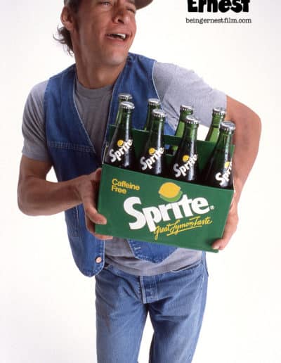 Ernest holding Sprite soda